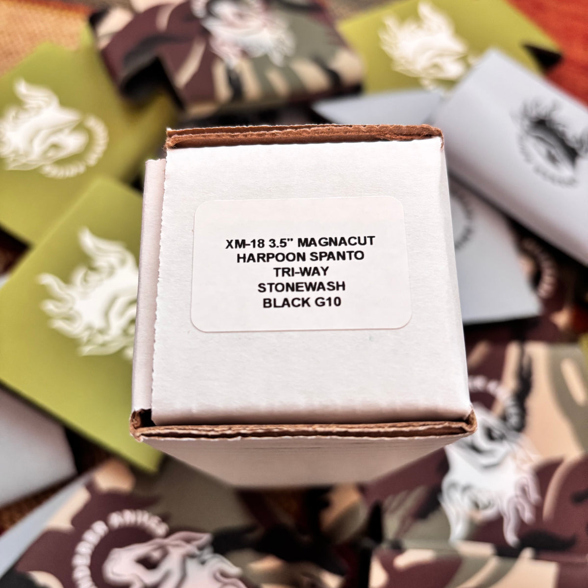 Rick Hinderer XM-18 3.5" Magnacut Harpoon Spanto, Tri-Way, Stonewash, Black G10 Folding Knife