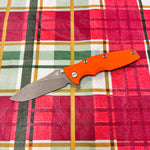 Rick Hinderer Eklipse SKINNY Slicer 3.5" Magnacut, Hollow Grind, Tri-Way, Battle Blue Orange G10 Knife