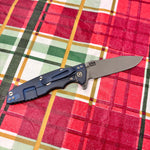 Rick Hinderer Eklipse SKINNY Slicer 3.5" Magnacut, Hollow Grind, Tri-Way, Battle Blue Orange G10 Knife