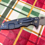 Rick Hinderer Eklipse SKINNY Slicer 3.5" Magnacut, Hollow Grind, Tri-Way, Battle Blue Orange G10 Knife