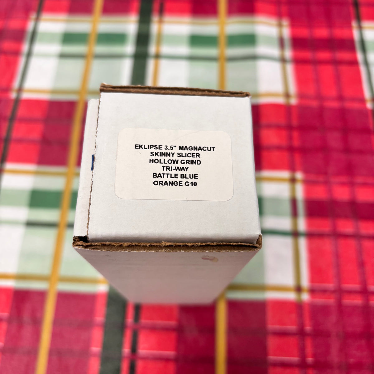 Rick Hinderer Eklipse SKINNY Slicer 3.5" Magnacut, Hollow Grind, Tri-Way, Battle Blue Orange G10 Knife