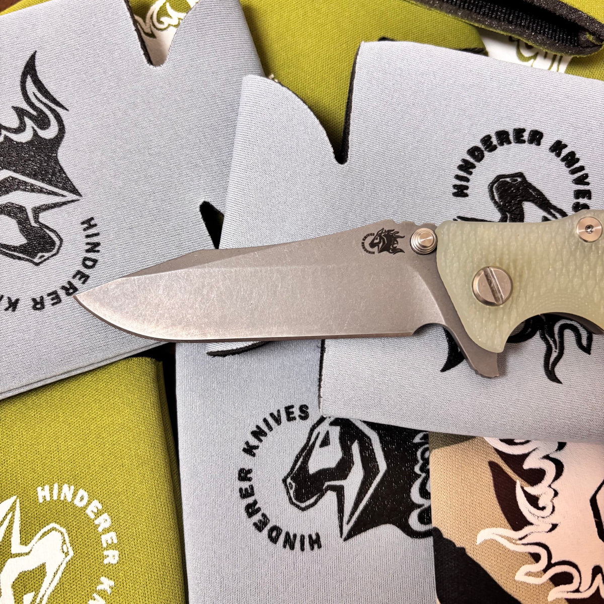 Rick Hinderer Eklipse Spearpoint 3.5" S45VN, Tri-Way, Working Finish, Translucent Green G10 Folding Knife