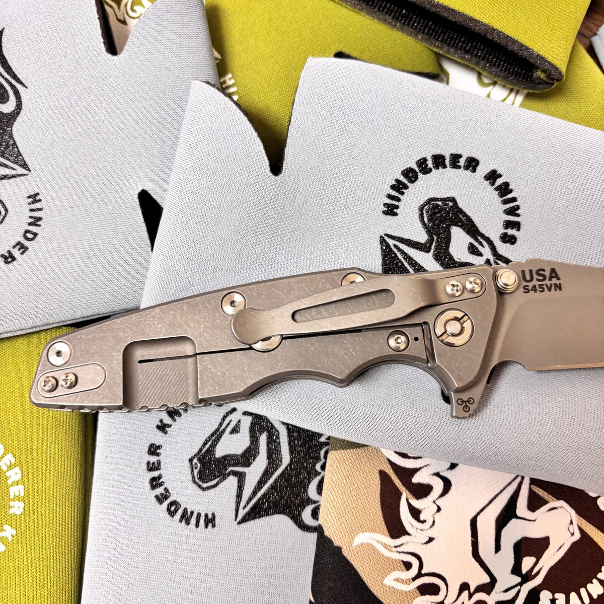 Rick Hinderer Eklipse Spearpoint 3.5" S45VN, Tri-Way, Working Finish, Translucent Green G10 Folding Knife