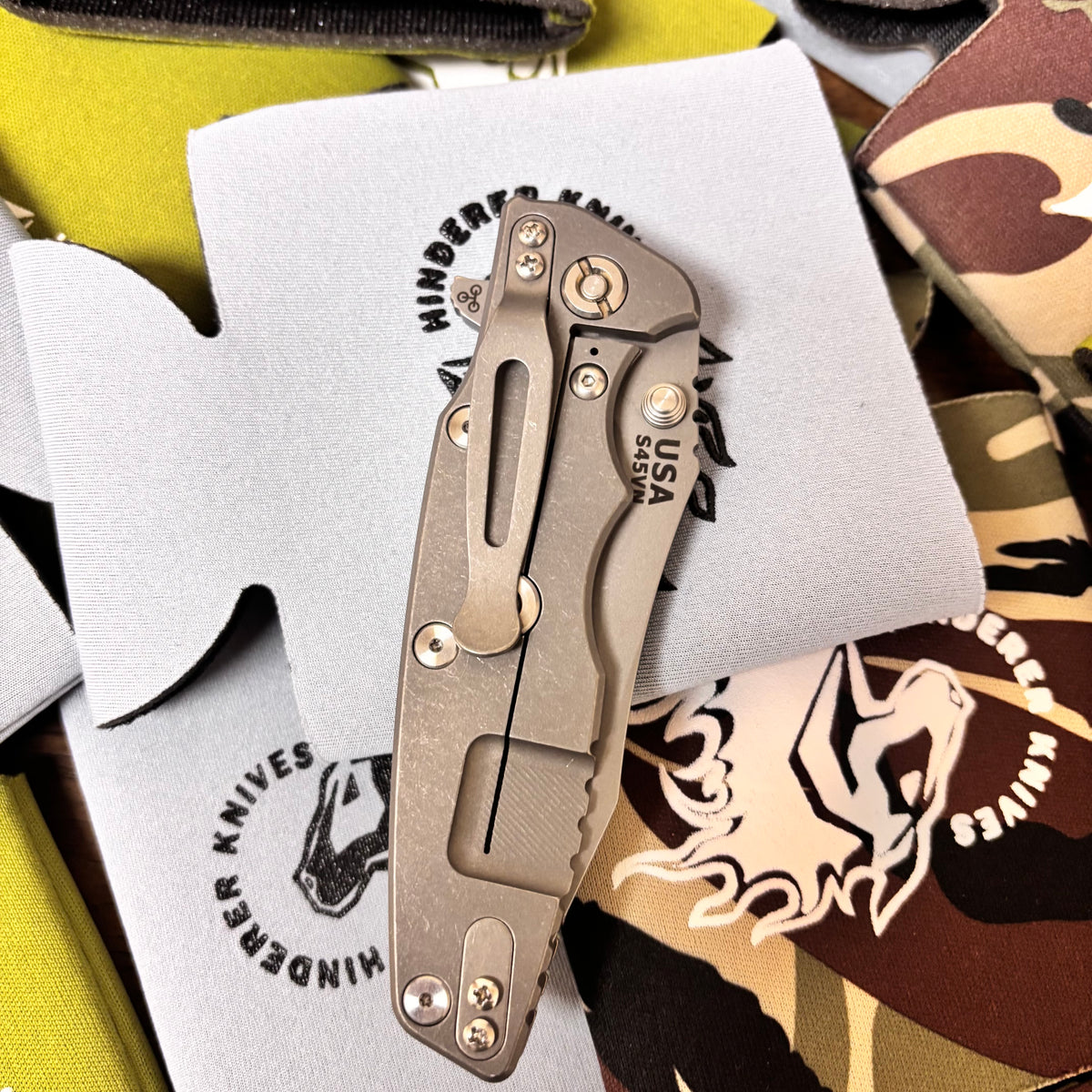 Rick Hinderer Eklipse Spearpoint 3.5" S45VN, Tri-Way, Working Finish, Translucent Green G10 Folding Knife