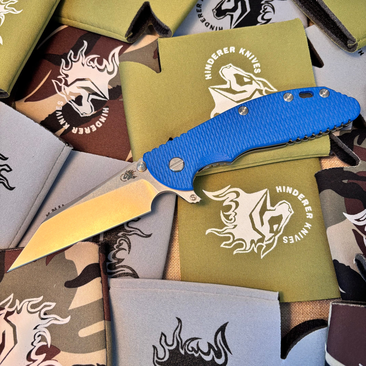 Rick Hinderer XM-24 4.0" S45VN SKINNY Wharncliffe Tri-Way Stonewash Blue G10 Knife