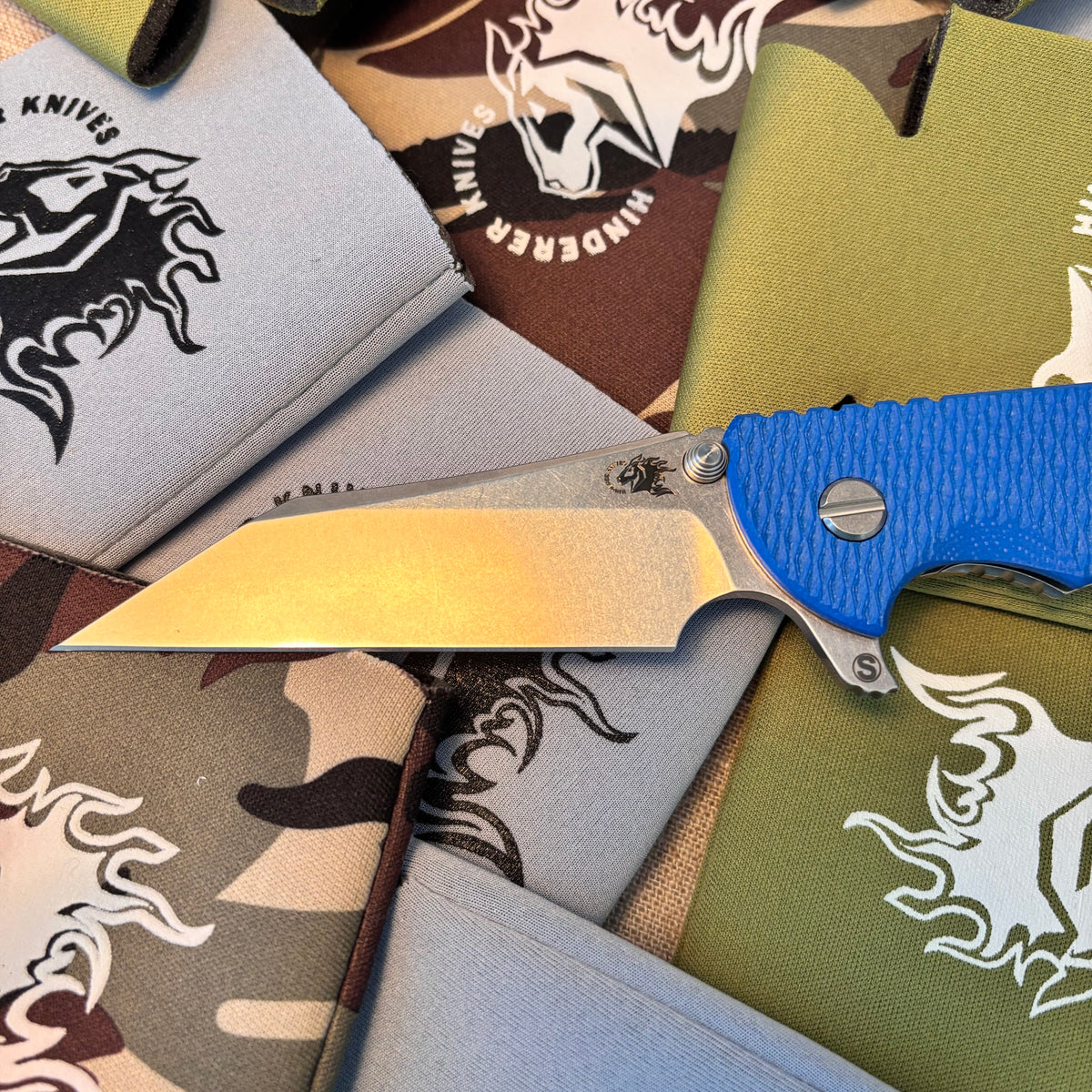 Rick Hinderer XM-24 4.0" S45VN SKINNY Wharncliffe Tri-Way Stonewash Blue G10 Knife