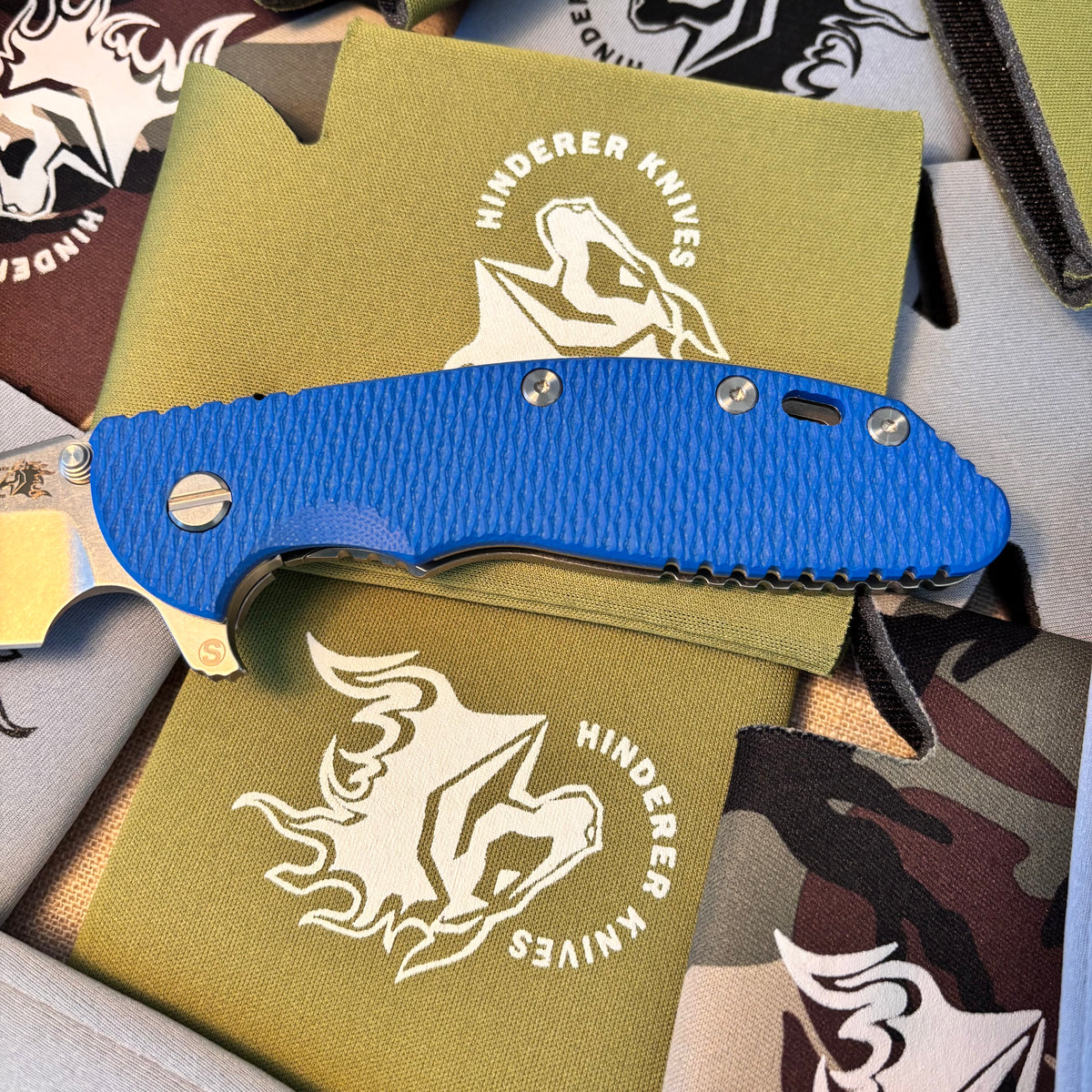 Rick Hinderer XM-24 4.0" S45VN SKINNY Wharncliffe Tri-Way Stonewash Blue G10 Knife