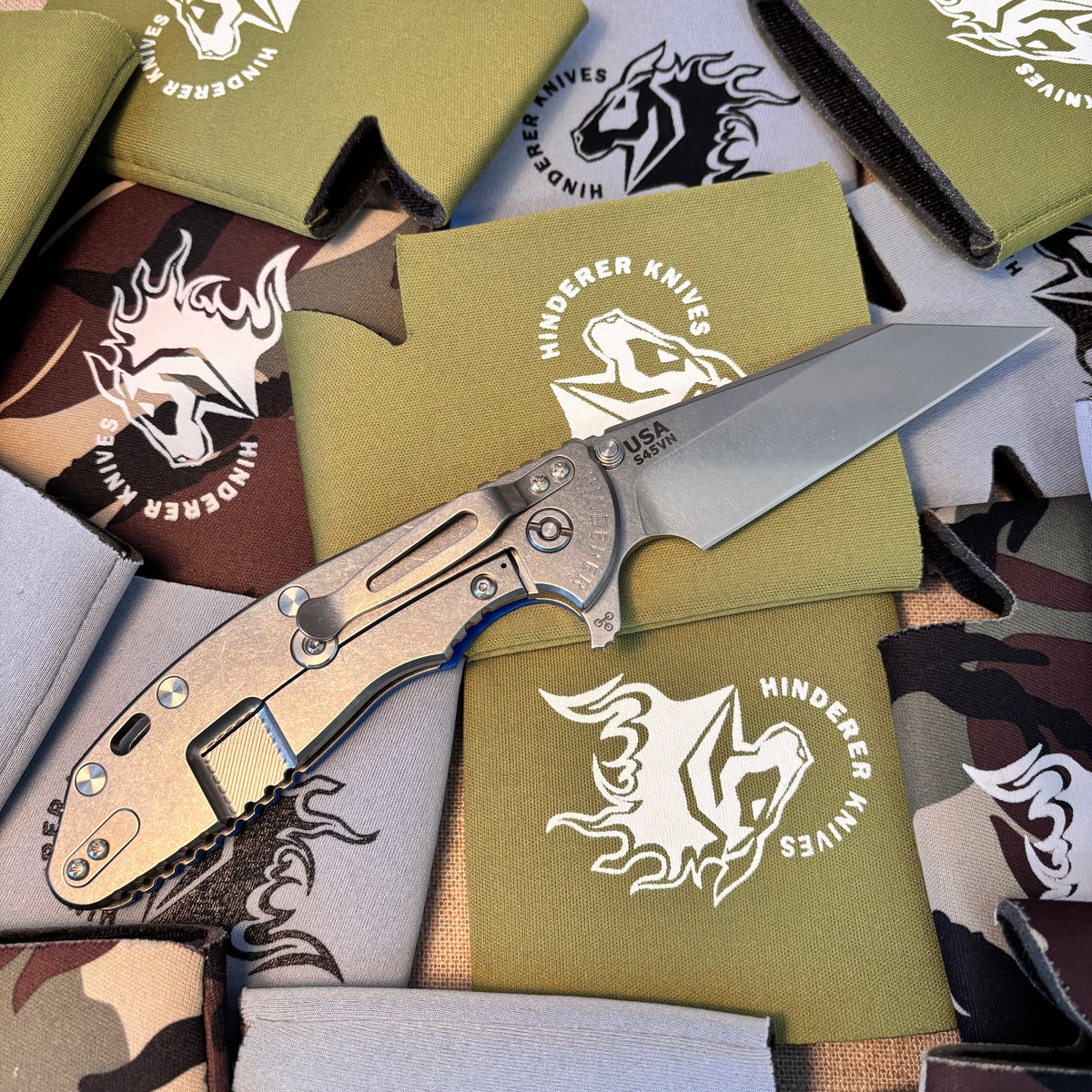 Rick Hinderer XM-24 4.0" S45VN SKINNY Wharncliffe Tri-Way Stonewash Blue G10 Knife