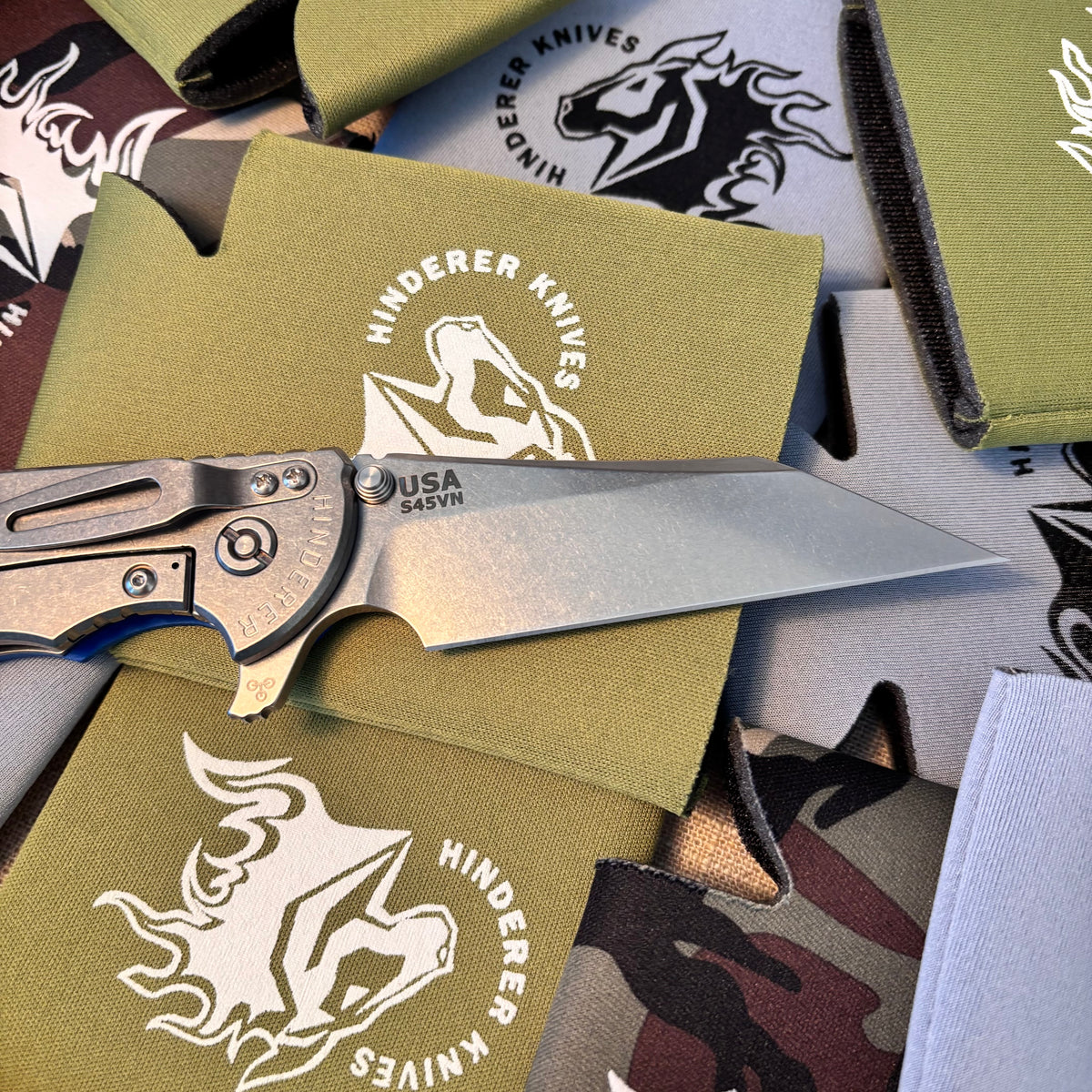 Rick Hinderer XM-24 4.0" S45VN SKINNY Wharncliffe Tri-Way Stonewash Blue G10 Knife