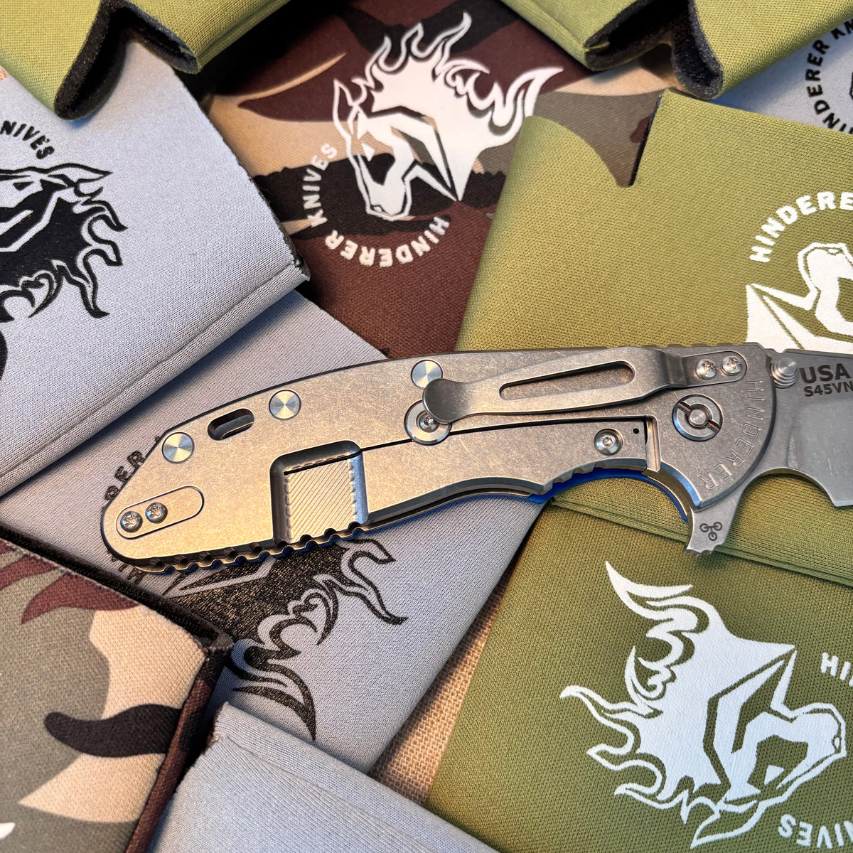 Rick Hinderer XM-24 4.0" S45VN SKINNY Wharncliffe Tri-Way Stonewash Blue G10 Knife