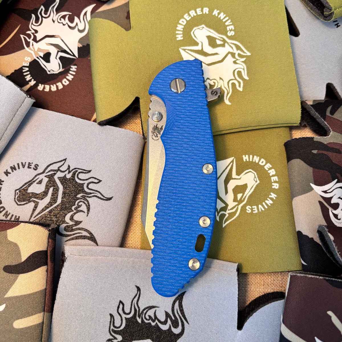 Rick Hinderer XM-24 4.0" S45VN SKINNY Wharncliffe Tri-Way Stonewash Blue G10 Knife