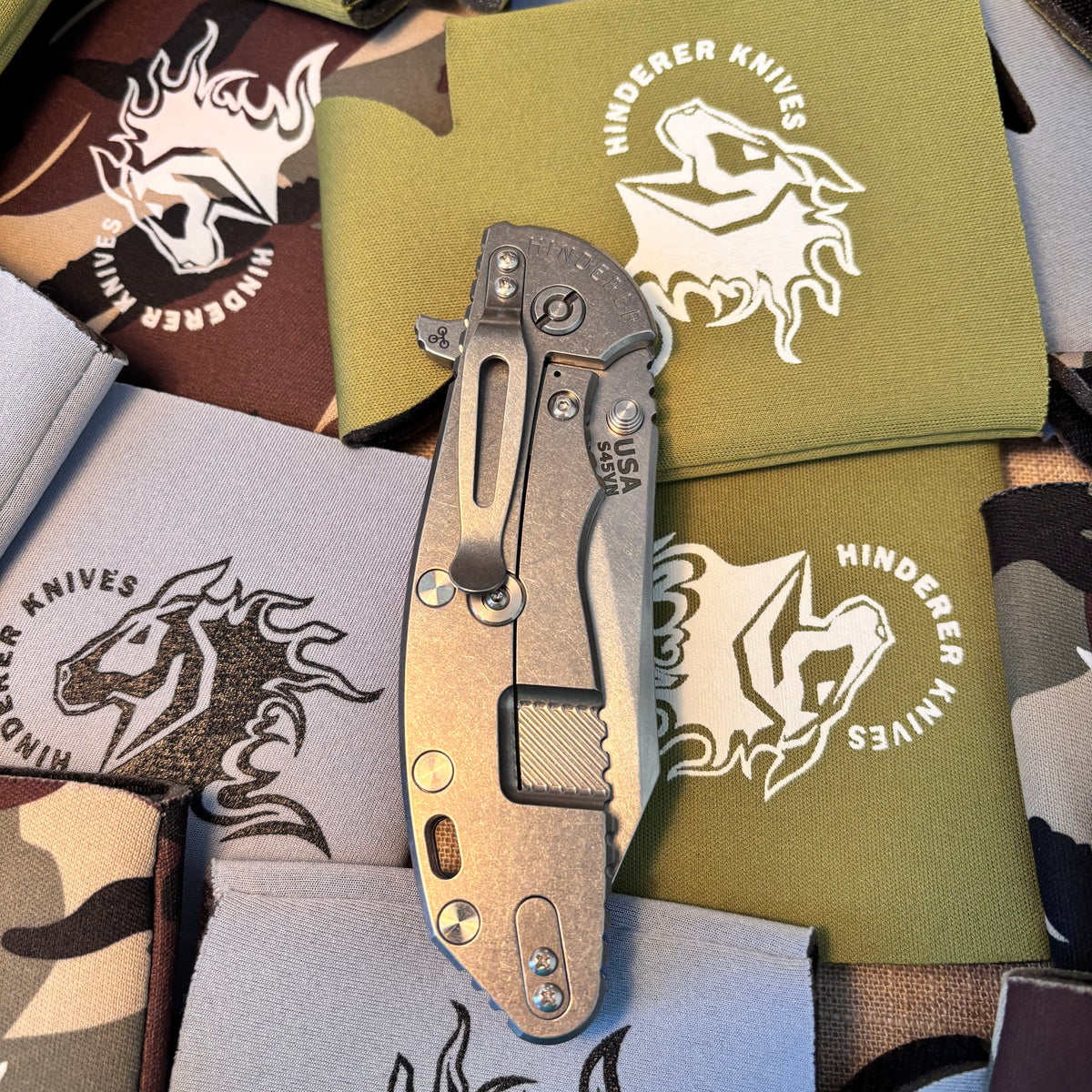 Rick Hinderer XM-24 4.0" S45VN SKINNY Wharncliffe Tri-Way Stonewash Blue G10 Knife