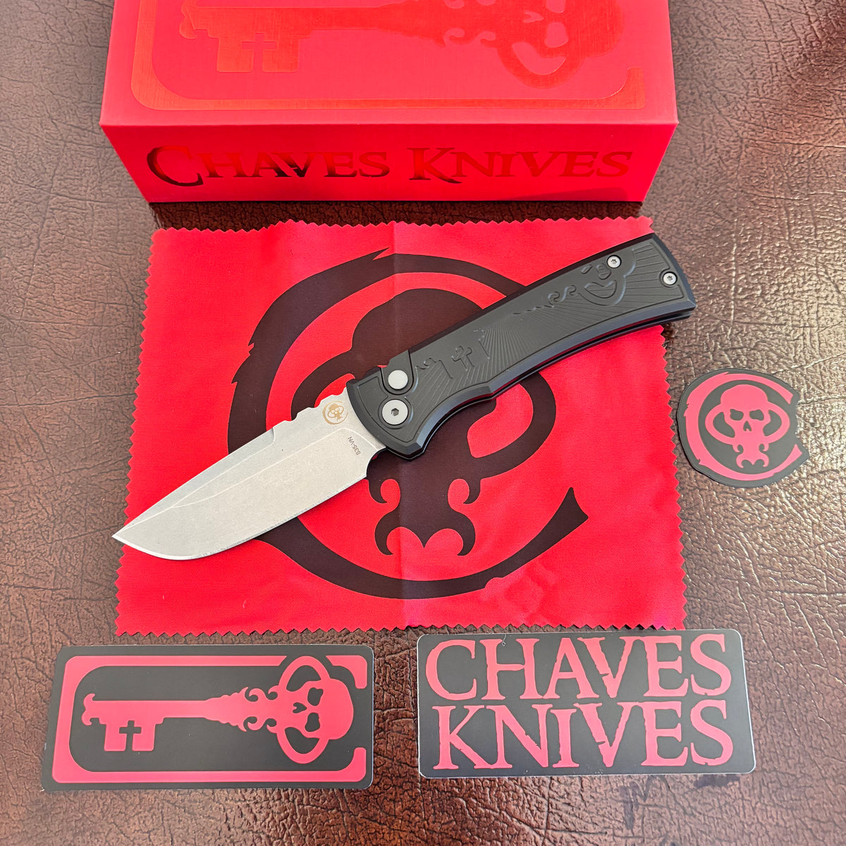 Chaves Knives x Pro-Tech Redencion 229 DP - 3.4" S35VN Drop Point Black Key-Milled Automatic Knife
