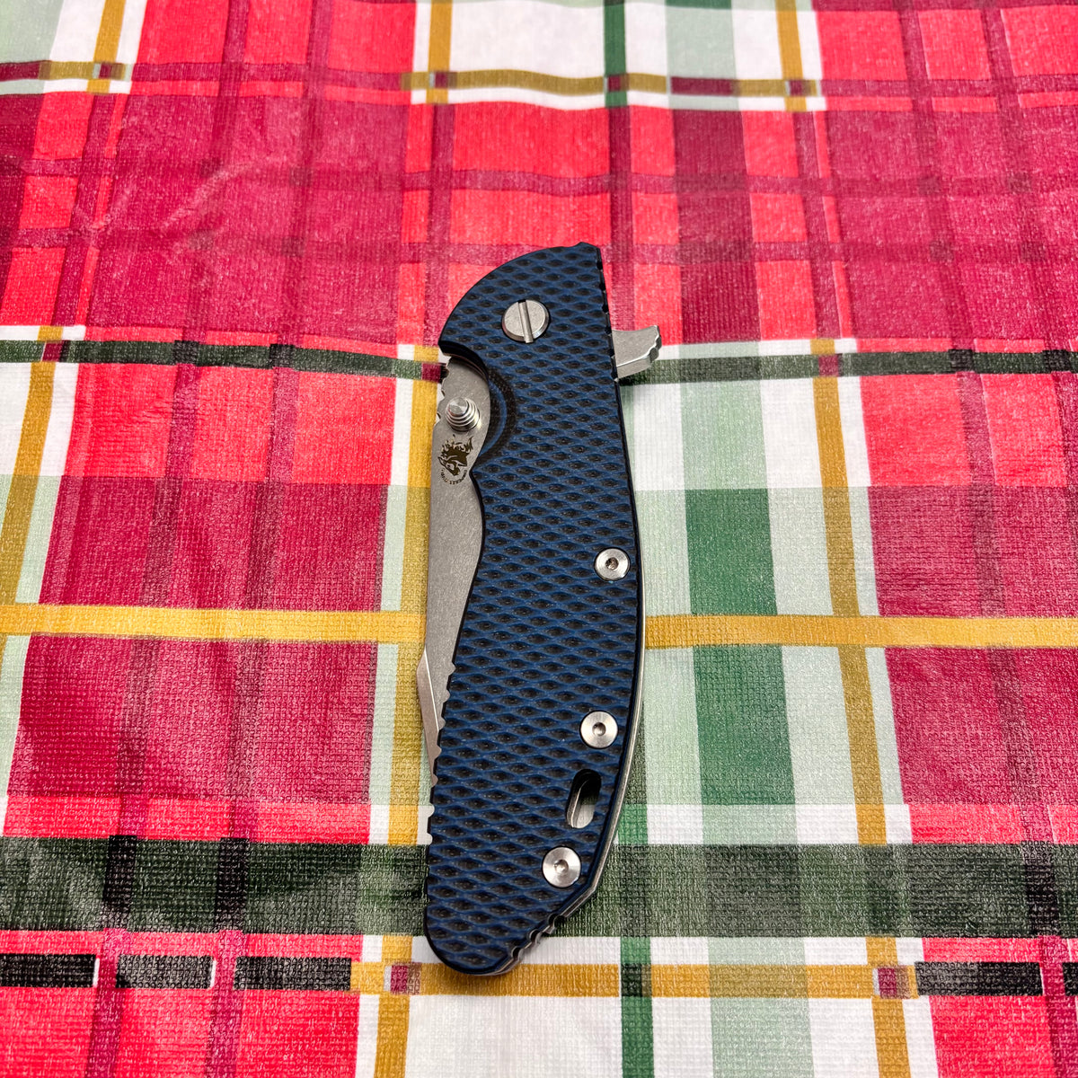 Rick Hinderer XM-24 4.0" S45VN Harpoon Spanto Tri-Way Stonewash, Blue/Black G10 Knife
