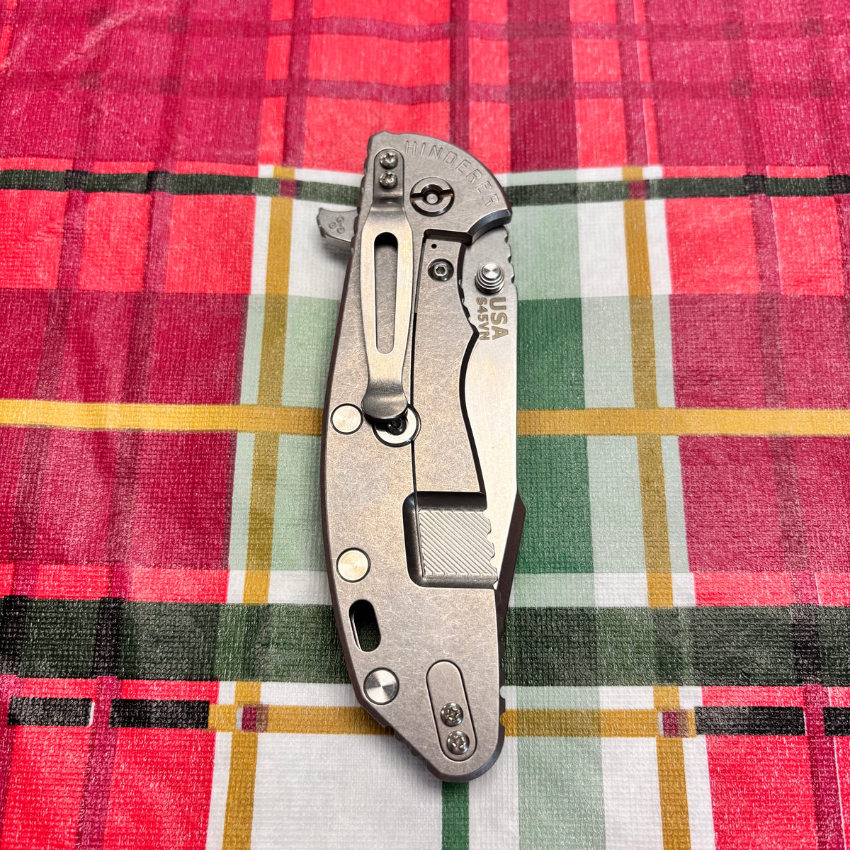 Rick Hinderer XM-24 4.0" S45VN Harpoon Spanto Tri-Way Stonewash, Blue/Black G10 Knife