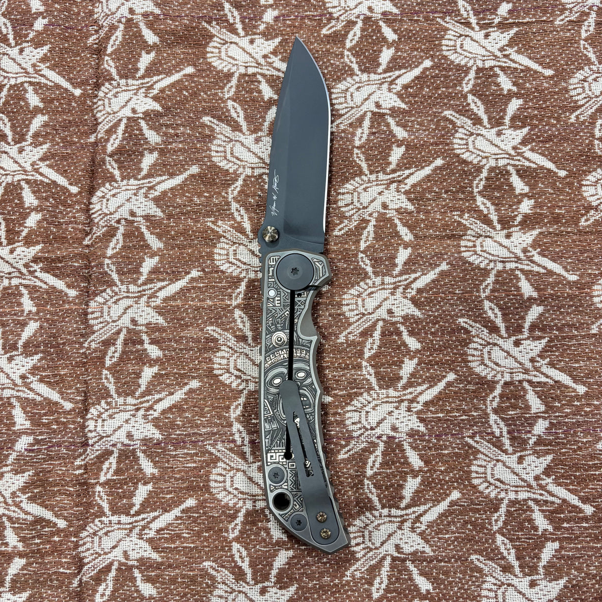 Spartan Blades Harsey Folder - Aztec Theme, Stonewash Magnacut 4" Blade Knife