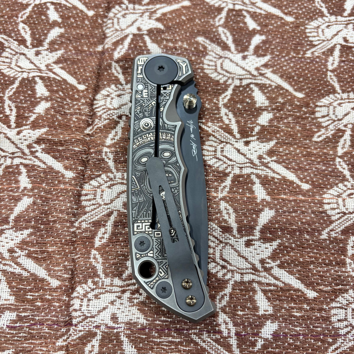 Spartan Blades Harsey Folder - Aztec Theme, Stonewash Magnacut 4" Blade Knife