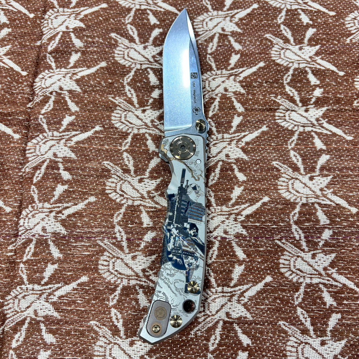 Spartan Blades Harsey Folder - Ronin Long Runner Theme, Stonewash Magnacut 4" Blade Knife