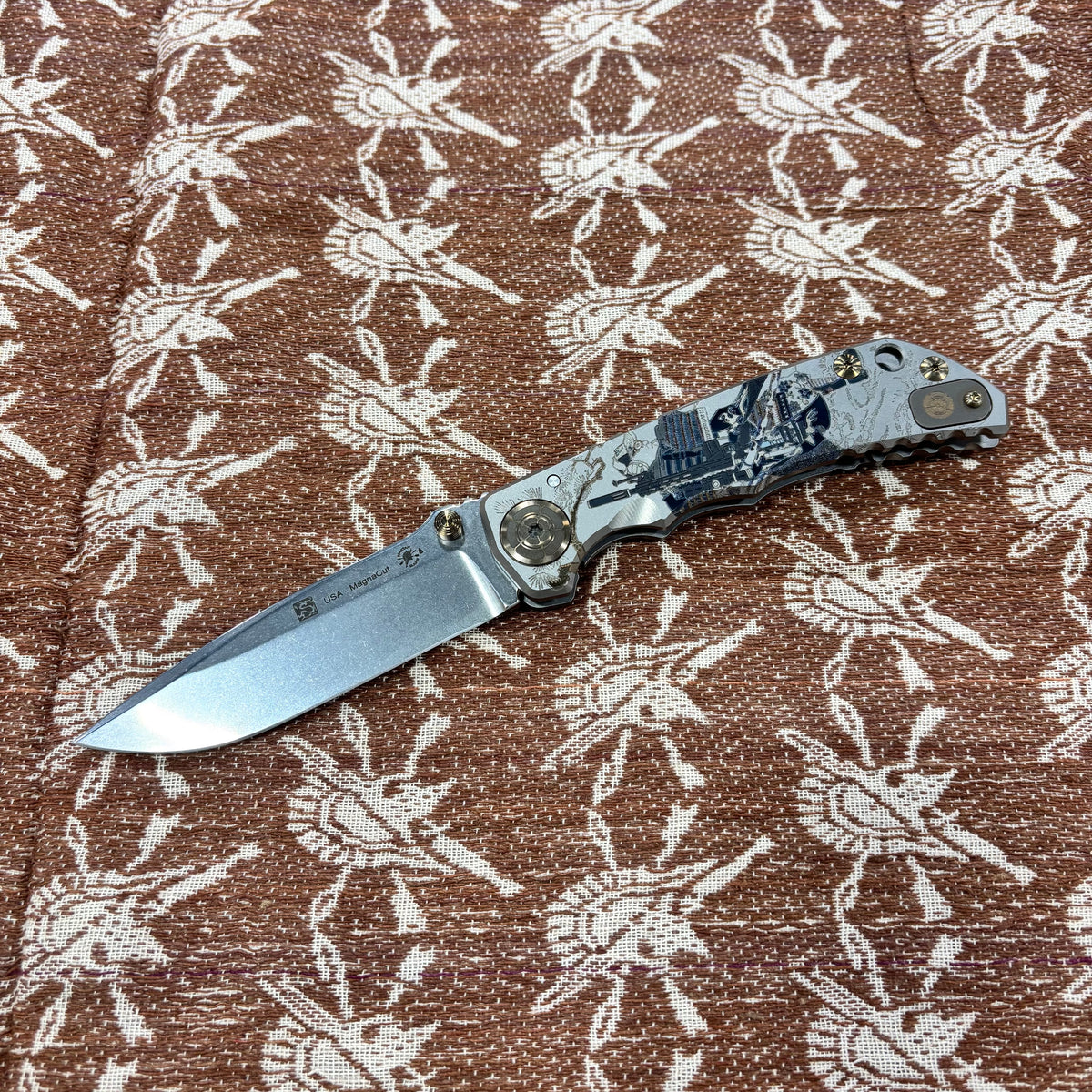 Spartan Blades Harsey Folder - Ronin Long Runner Theme, Stonewash Magnacut 4" Blade Knife