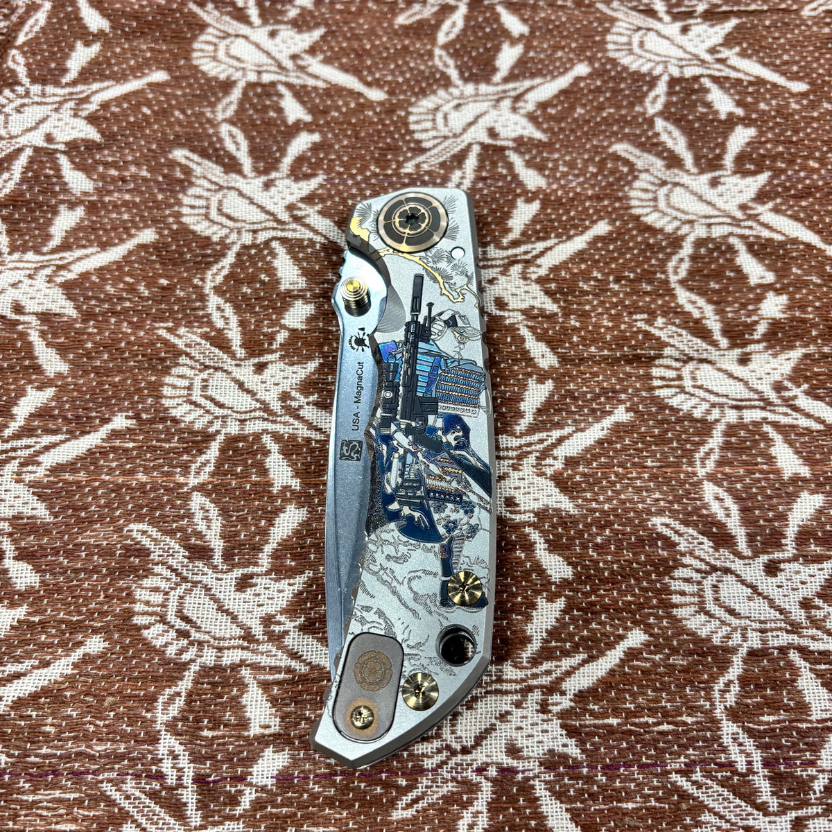 Spartan Blades Harsey Folder - Ronin Long Runner Theme, Stonewash Magnacut 4" Blade Knife