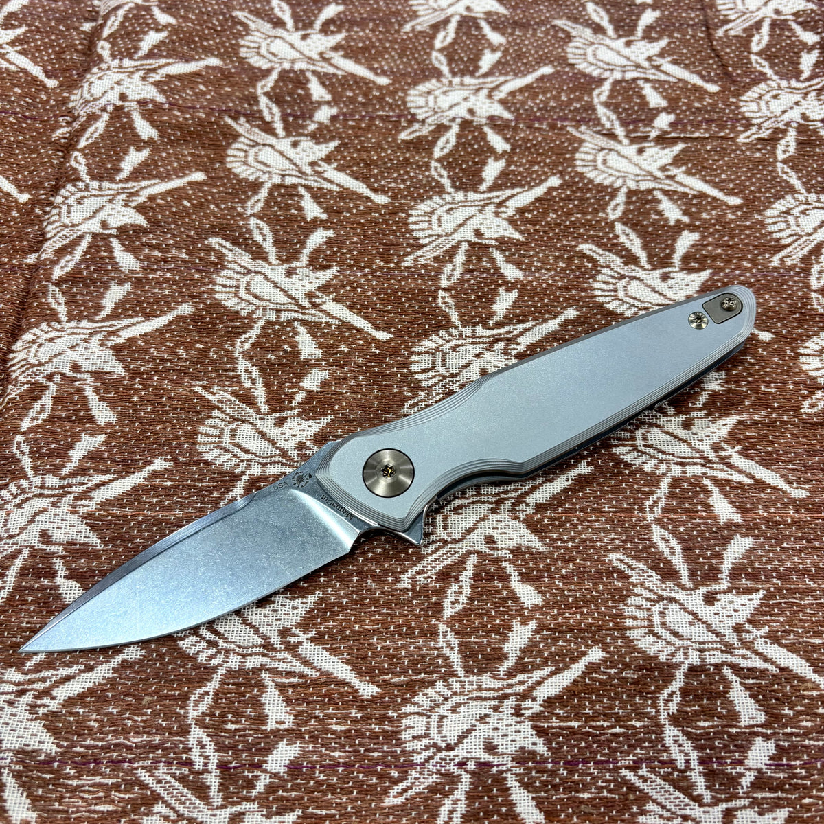 Spartan Blades Pandia Folder -  Stonewash, Bronze ANO Hardware 3.25” Blade Knife