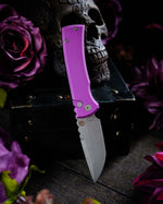 Chaves x Protech Redencion 229 S35VN Tanto 3.3" S35VN Stonewash Battle Worn Purple Aluminum Handle Automatic Folding Knife