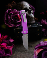 Chaves x Protech Redencion 229 S35VN Tanto 3.3" S35VN Stonewash Battle Worn Purple Aluminum Handle Automatic Folding Knife
