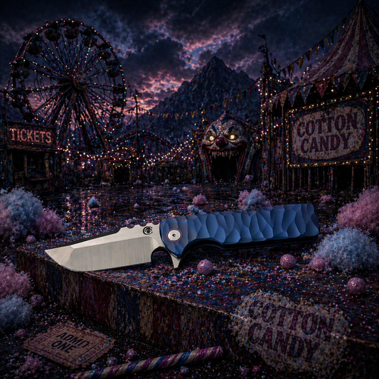 Chaves TAK Flipper Integral 2.75" M390 Knife Rocked Cotton Candy Creepy Fallout Theme 1