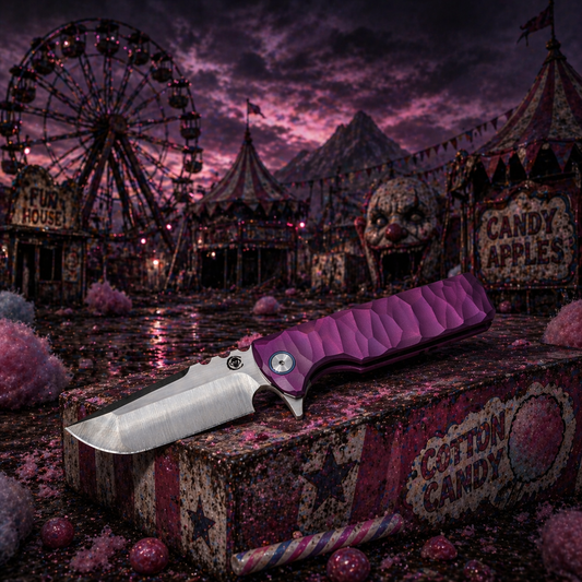 Chaves TAK Flipper Integral 2.75" M390 Knife Rocked Cotton Candy Creepy Fallout Theme 2