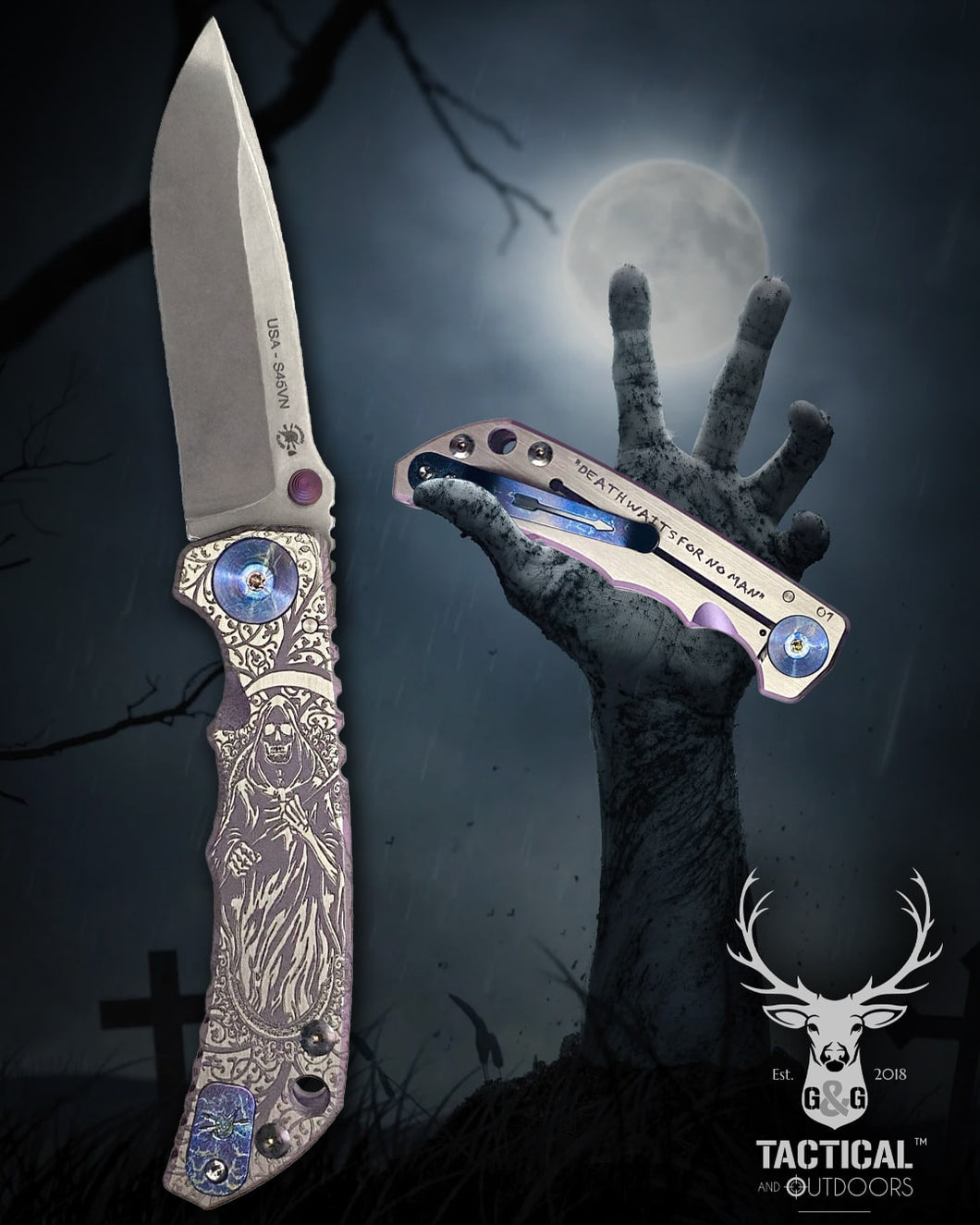 Spartan Blades Harsey Folder - Halloween Theme - 2023 Special Edition G&G Tactical and Outdoors EXCLUSIVE #1 of 31