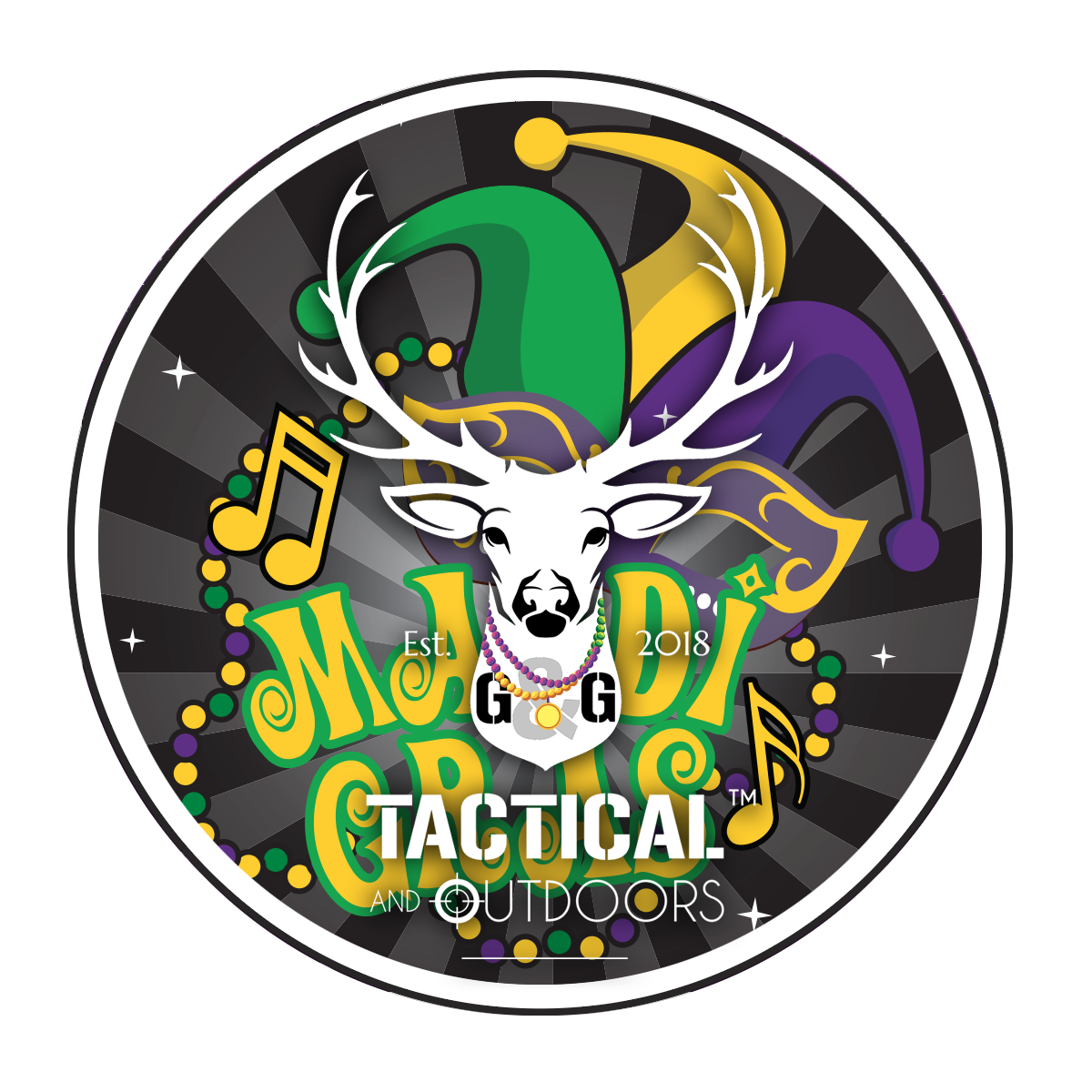 GGTO Mardi Gras Theme 3" Matte Laminate Sticker