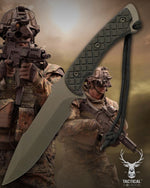 Spartan Blades Horkos Black 5.6" Fixed Blade Knife CE Canvas Micarta Black Handle with Black Molle Sheath SB4BKBKNLBK