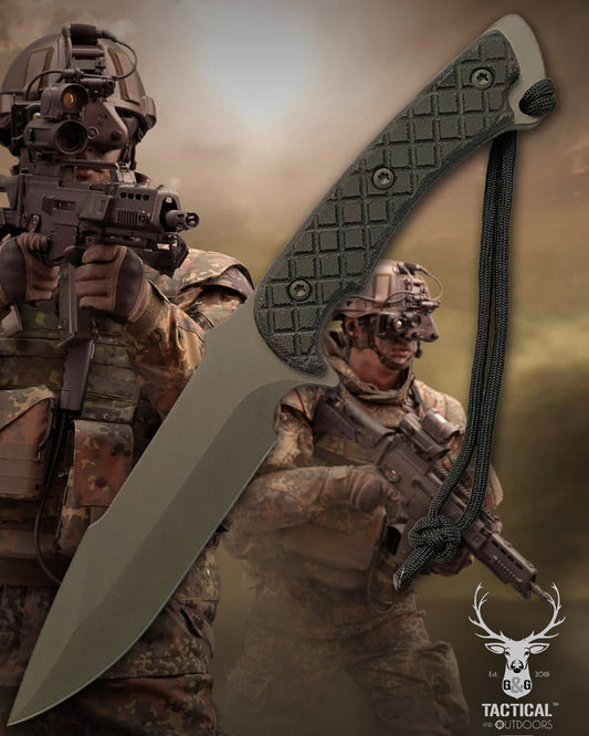 Spartan Blades Horkos Black 5.6" Fixed Blade Knife CE Canvas Micarta Black Handle with Black Molle Sheath SB4BKBKNLBK