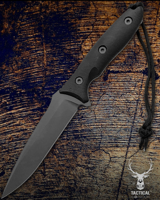 Spartan Blades Moros Black Combat Utility 5.25" Fixed Knife with Black MOLLE Sheath SB53BKBKNLBK