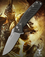 Spartan Blades SF3SW PALLAS Flipper 3.75" S35VN Stonewashed Plain Blade, Black Aluminum Handles