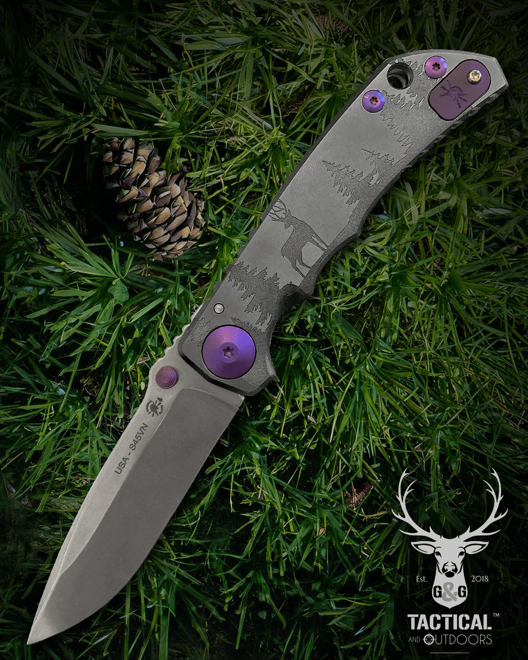 Spartan Blades DEER SHF Outdoors Deer Harsey Folding Knife 3.95" S45VN Stonewashed Plain Blade, Titanium Handles #3 of 24