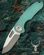 Curtiss Custom F3 Medium 3.25" Slicer NON-Flipper, Frag-Mill Aqua Purple, 2 Tone Stonewash Magnacut Folding Knife