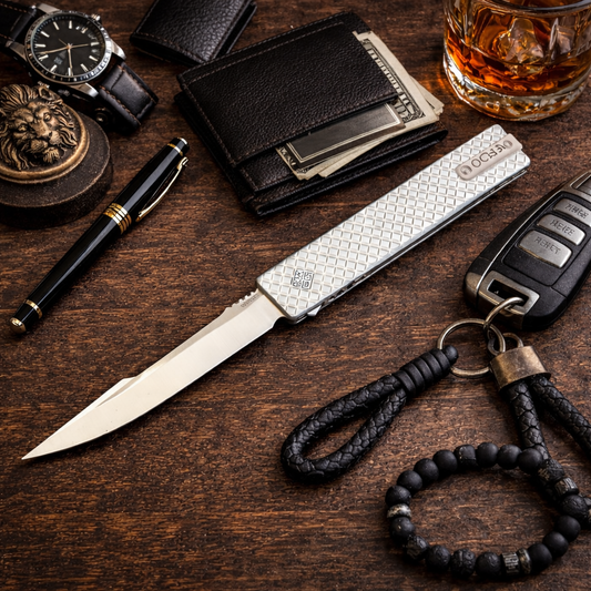 Ocaso 18LLS Lucent Large Satin OTF 3.5" M390 Harpoon Blade Knife