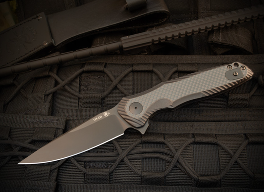 Spartan Blades Poros, Black 154CM Drop Point, Carbon Fiber G10 Folding Knife