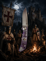 Spartan Blades Harsey Folder - Templar Theme, Stonewash Magnacut 4" Blade Knife