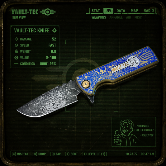 Chaves TAK Flipper Integral 2.75" M390 Knife Fallout Vault-Tec Theme 2