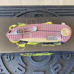 Curtiss Custom F3 Large 3.75" Spanto, Flipper, Titanium Frag Mill Handles, Pink Polished Hardware, Magnacut Knife