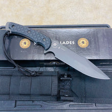 Load image into Gallery viewer, Spartan Blades Horkos Black 5.6&quot; Fixed Blade Knife CE Canvas Micarta Black Handle with Black Molle Sheath SB4BKBKNLBK
