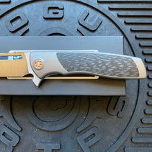 Load image into Gallery viewer, Sharp By Design Mini Evo Flipper 3.25&quot; Satin Drop Point CARBON FIBER Inlay Knife
