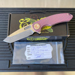 Curtiss Custom F3 Large 3.75" Spanto, Flipper, Titanium Frag Mill Handles, Pink Polished Hardware, Magnacut Knife