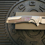 Sharp By Design Mini Evo Flipper 3.25" Satin Drop Point PURPLE HAZE FAT CARBON Inlay Knife