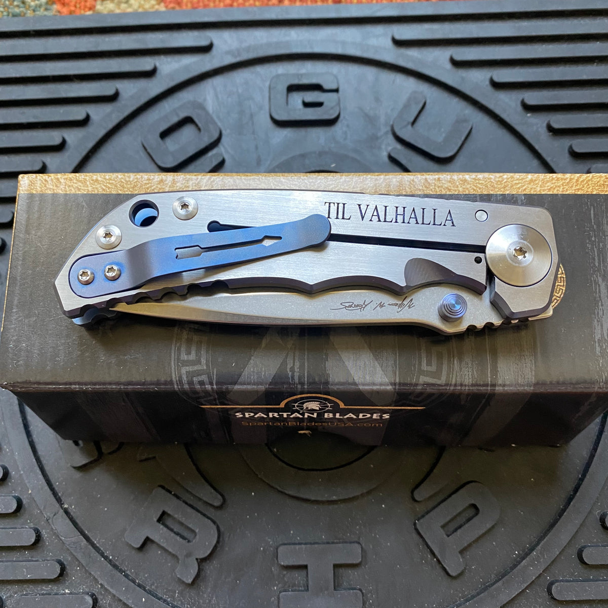 Spartan Blades SF5VIKING SHF Viking Longboat Harsey Folding Knife 3.95" S45VN Stonewashed Plain Blade, Titanium Handles