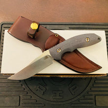 Load image into Gallery viewer, Rick Hinderer Emmett Bowie 3.83&quot; Stonewash Black Micarta CPM 20CV Fixed Blade Knife
