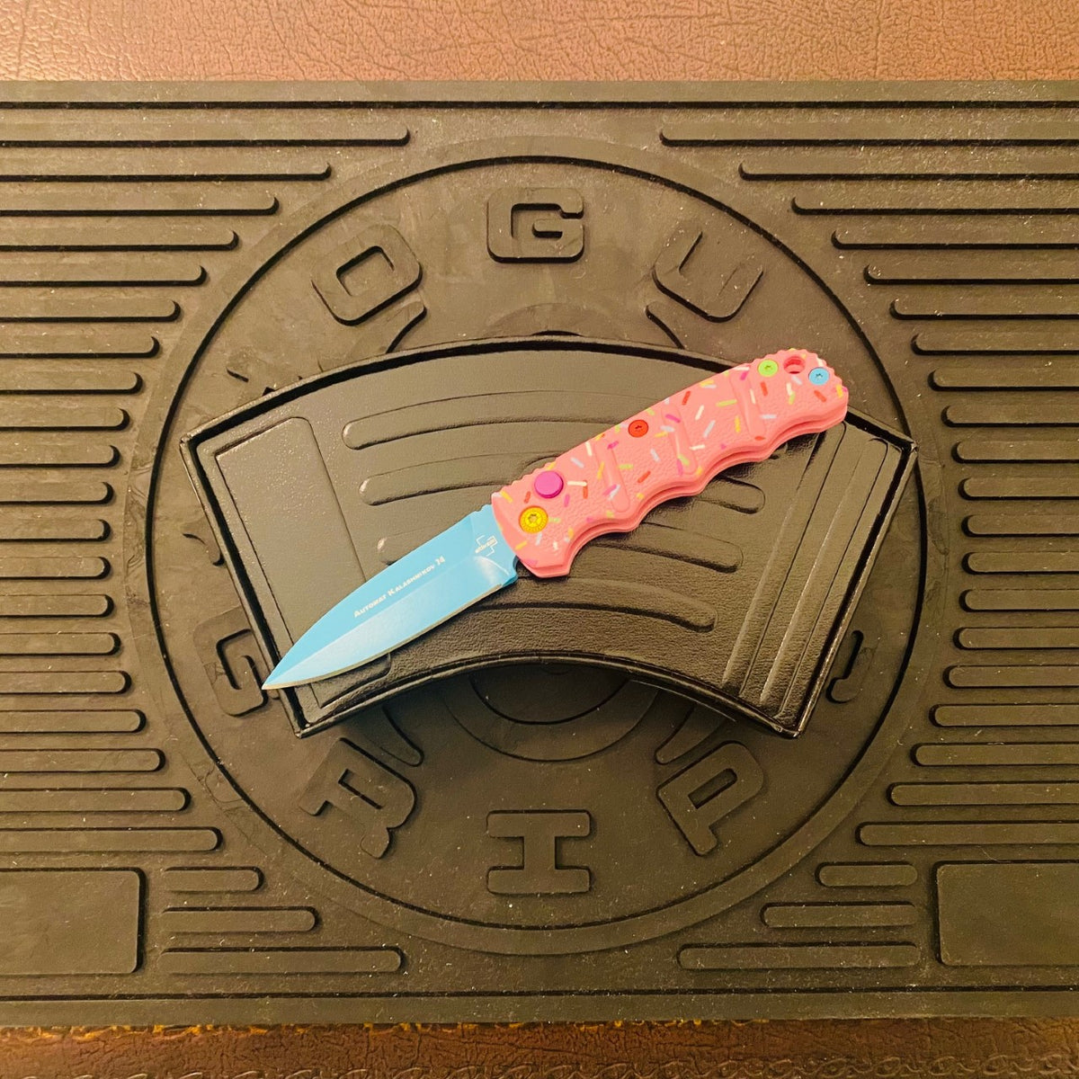 Boker MINI Dessert Warrior Kalashnikov Dagger Automatic Knife 2.5" Blue Donut