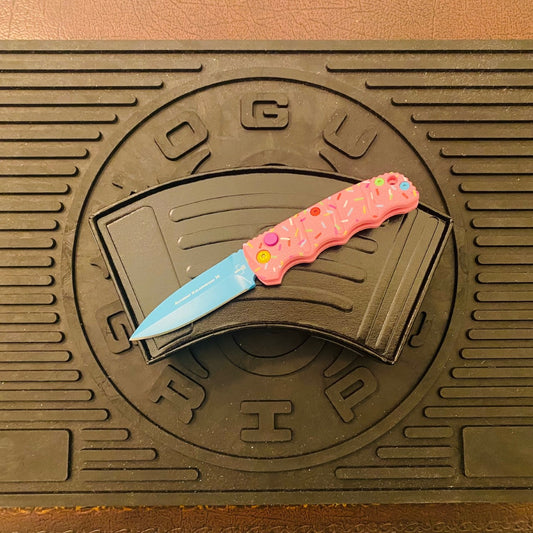 Boker MINI Dessert Warrior Kalashnikov Dagger Automatic Knife 2.5" Blue Donut
